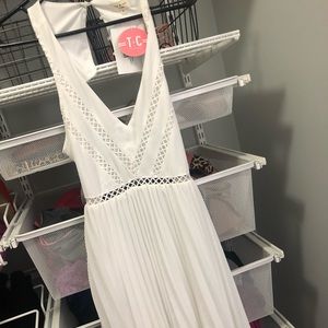 Pleated Backless White Dress